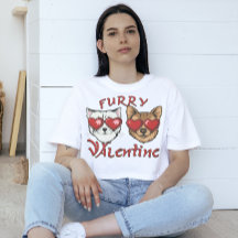マイFurry Valentine Tee：ペットカスタムポートレートシャツ