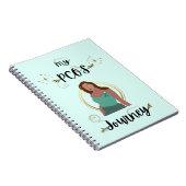 マイPCOSジャーニー金ゴールドグリッタースパークティール（緑がかった色）リボン ノートブック (右側)