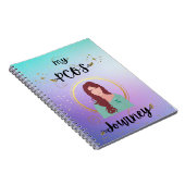 マイPCOSジャーニー – 女性とティール(緑がかった色)リボン金ゴールドノート ノートブック (右側)