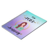 マイPCOSジャーニー – 女性とティール(緑がかった色)リボン金ゴールドノート ノートブック (左側)