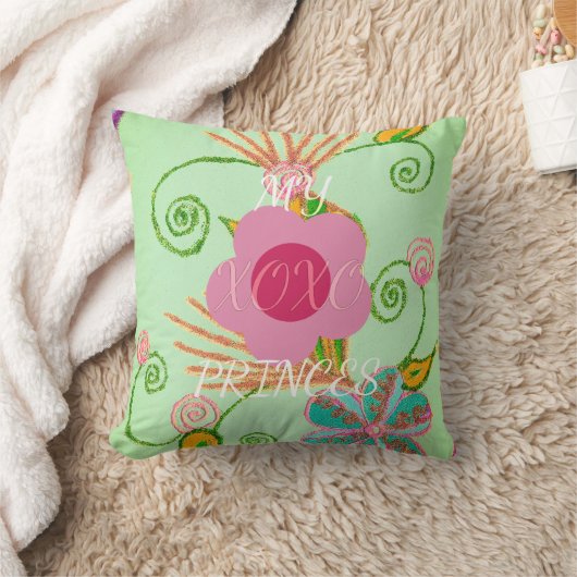 マイXOXOリトルプリンセスフローラアートプリントデザイン クッション (ブランケット)