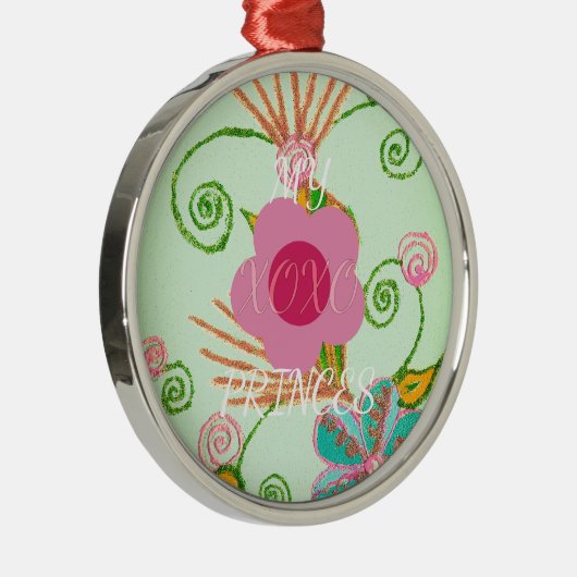 マイXOXOリトルプリンセスフローラアートプリントデザイン メタルオーナメント (右)