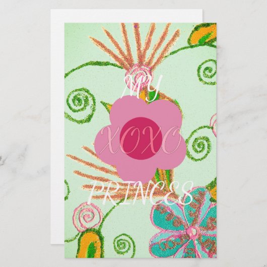 マイXOXOリトルプリンセスフローラアートプリントデザイン 便箋 (正面/裏面)