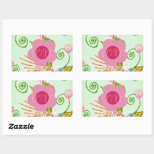 マイXOXOリトルプリンセスフローラアートプリントデザイン 長方形シール (シート)