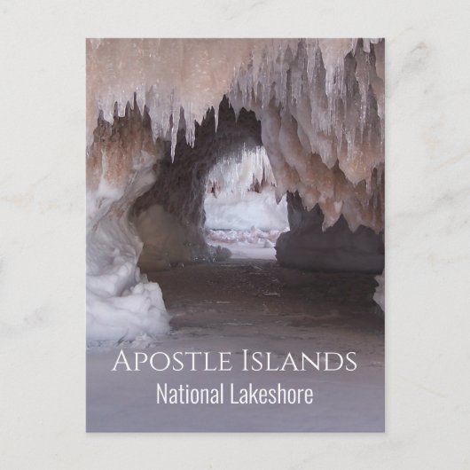 マウィクウェ海の洞窟の氷と雪、使徒諸島ポー ポストカード (正面)