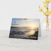 マウイかわいらしビーチサンセット誕生日 カード (黄色い花)