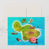 マウイの地図 ポストカード (正面/裏面)