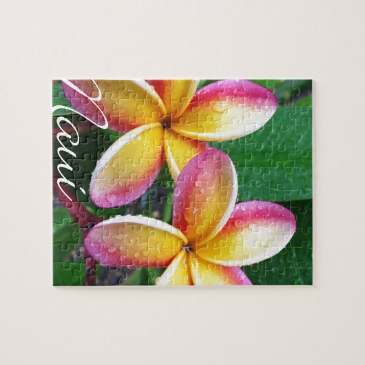 マウイの熱帯プルメリアの花 ジグソーパズル (横)