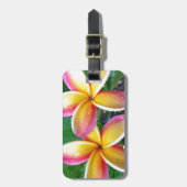 マウイの熱帯プルメリアの花 ラゲッジタグ (正面縦)