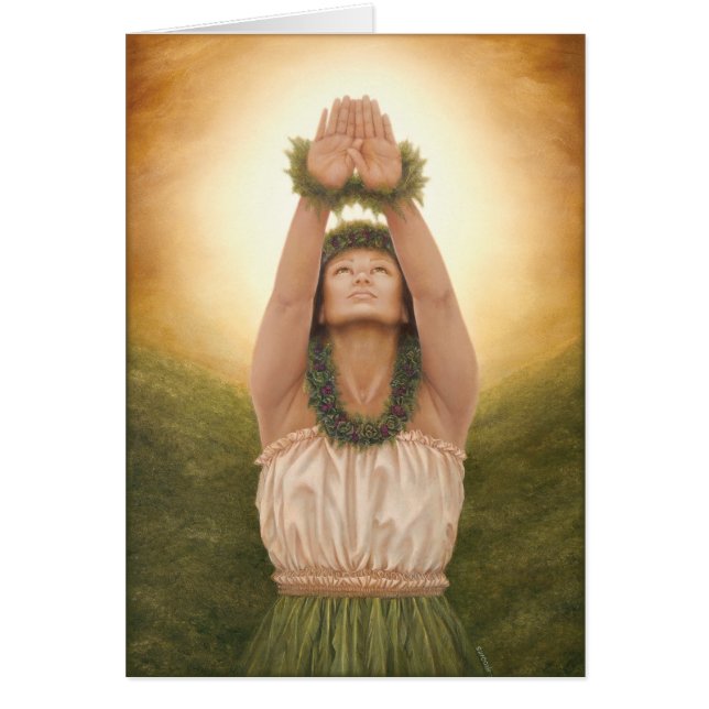 マウイの画家ローリ・ヒギンズによる「ラ・ケア」。5x7カード (正面)