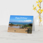 マウイの美しい岩のビーチグリーティングカード カード (黄色い花)