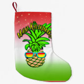 マウイカリキマカプンハワイアンクリスマスパイナップル スモールクリスマスストッキング (正面)