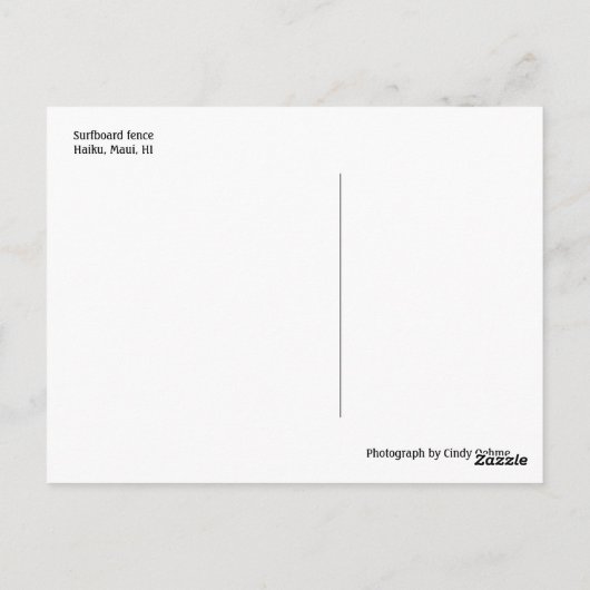 マウイサーフボードフェンス ポストカード (裏面)