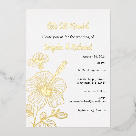 マウイズフォイル結婚招待状 箔招待状 (正面)