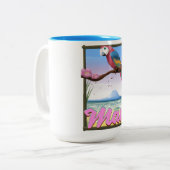 マウイハワイのオウム熱帯旅行ポスター ツートーンマグカップ (正面左)