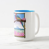 マウイハワイのオウム熱帯旅行ポスター ツートーンマグカップ (正面右)