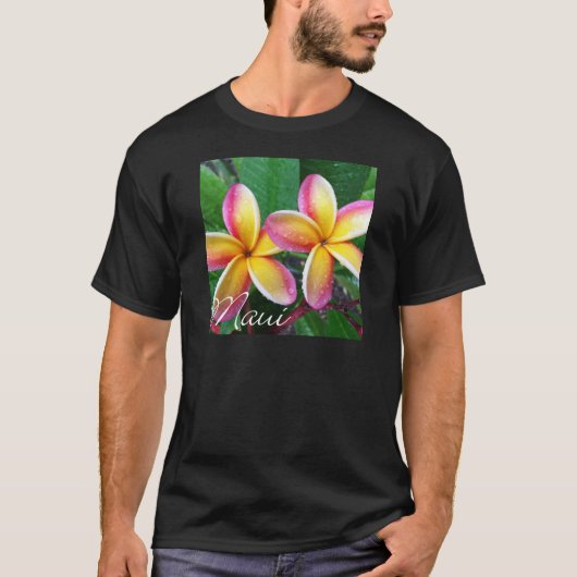 マウイハワイのプルメリアの花 Tシャツ (正面)