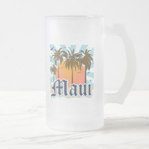 マウイハワイの記念品の島 フロストグラスビールジョッキ