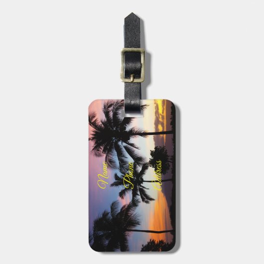 マウイハワイアンサンセットパームツリーズ ラゲッジタグ (正面縦)