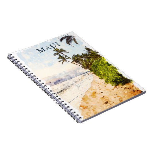 マウイハワイウォーターカラーイラストレーション旅行 ノートブック (右側)