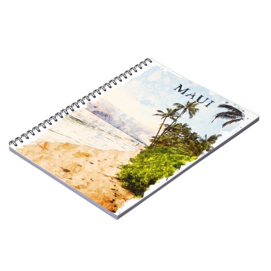 マウイハワイウォーターカラーイラストレーション旅行 ノートブック (左側)