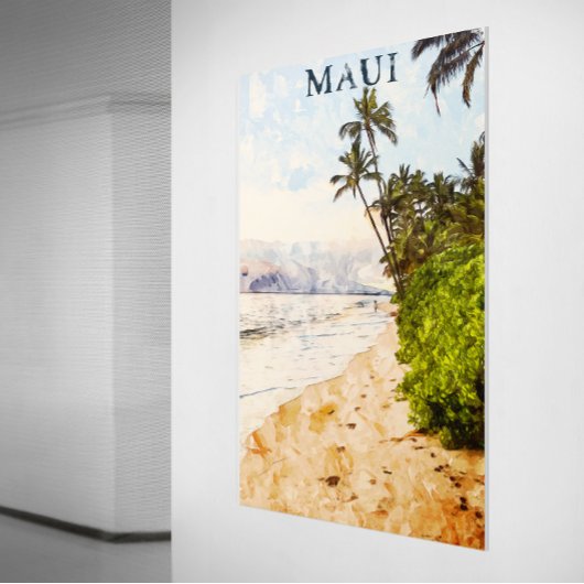 マウイハワイウォーターカラーイラストレーション旅行 ポスター