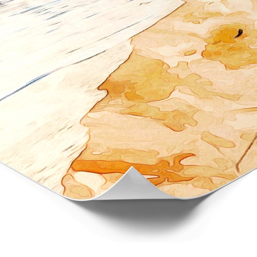 マウイハワイウォーターカラーイラストレーション旅行 ポスター (角)