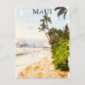 マウイハワイウォーターカラーイラストレーション旅行 ポストカード (正面)