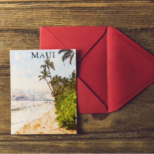 マウイハワイウォーターカラーイラストレーション旅行 ポストカード