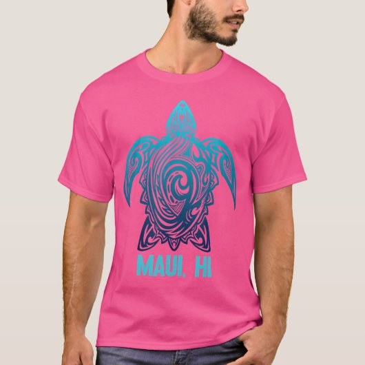 マウイハワイウミガメハワイアンサーファーダイビング Tシャツ (正面)