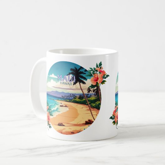 マウイハワイカアナパリビーチヴィンテージレトロコーヒーM コーヒーマグカップ (正面左)