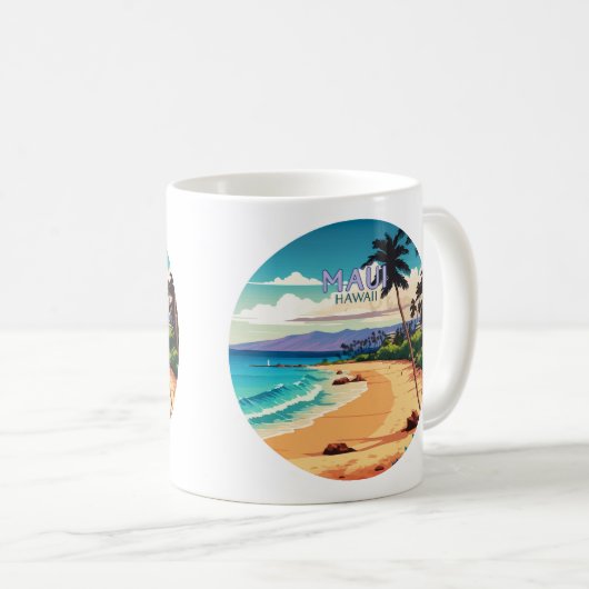 マウイハワイカアナパリビーチヴィンテージレトロ コーヒーマグカップ (正面右)