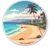 マウイハワイカアナパリビーチヴィンテージレトロ シール (正面)