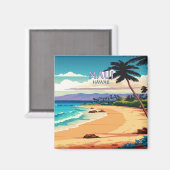 マウイハワイカアナパリビーチヴィンテージレトロ マグネット (正面/裏面)