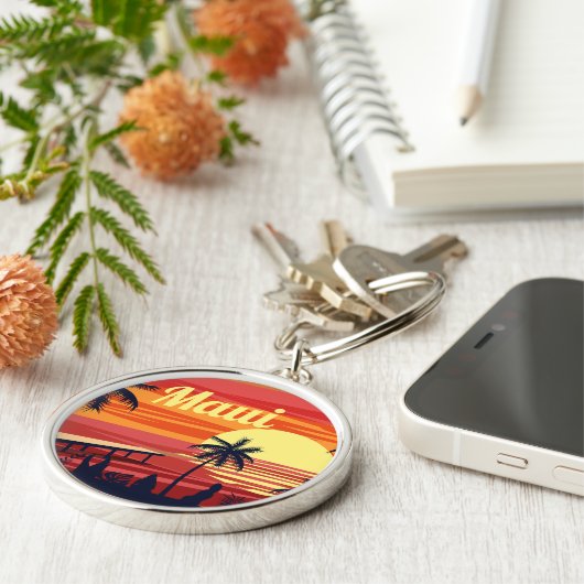マウイハワイサンセットビーチヴィンテージオレンジキーチェーン キーホルダー (側面)