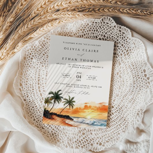 マウイハワイトロピカルビーチデスティネーションウェディング 招待状