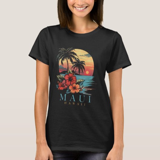 マウイハワイハイビスカスハワイアンフラワーズスーベリースール Tシャツ (正面)