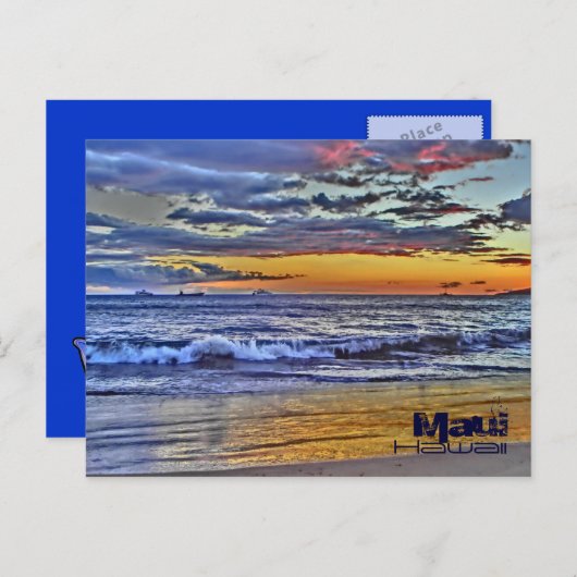 マウイハワイビーチ波はがき ポストカード (正面/裏面)