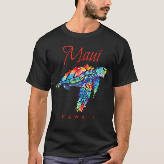 マウイハワイ水色ウミガメ Tシャツ (正面)