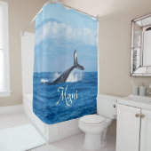 マウイハワイ海ホエールテール シャワーカーテン (インサイチュ)