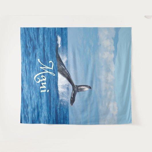 マウイハワイ海ホエールテール タペストリー (正面(横))