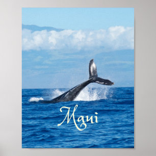マウイハワイ海ホエールテール ポスター