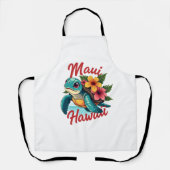 マウイハワイTシャツガールガールウィメンキッズシータートルハウ エプロン (正面)