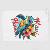 マウイハワイTシャツガールガールウィメンキッズシータートルハウ ゴルフタオル (横)