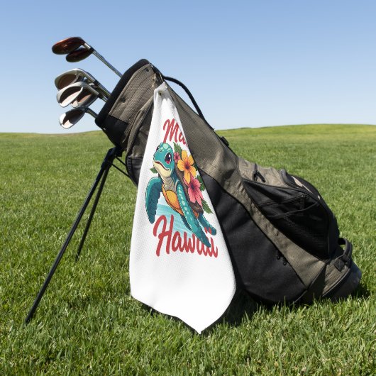 マウイハワイTシャツガールガールウィメンキッズシータートルハウ ゴルフタオル (グリーン)