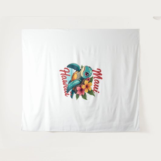 マウイハワイTシャツガールガールウィメンキッズシータートルハウ タペストリー (正面(横))