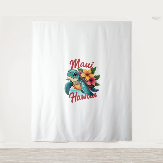 マウイハワイTシャツガールガールウィメンキッズシータートルハウ タペストリー (正面)