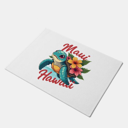 マウイハワイTシャツガールガールウィメンキッズシータートルハウ ドアマット (アングル)