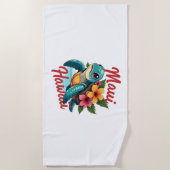 マウイハワイTシャツガールガールウィメンキッズシータートルハウ ビーチタオル (正面)