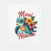 マウイハワイTシャツガールガールウィメンキッズシータートルハウ フリースブランケット (正面)